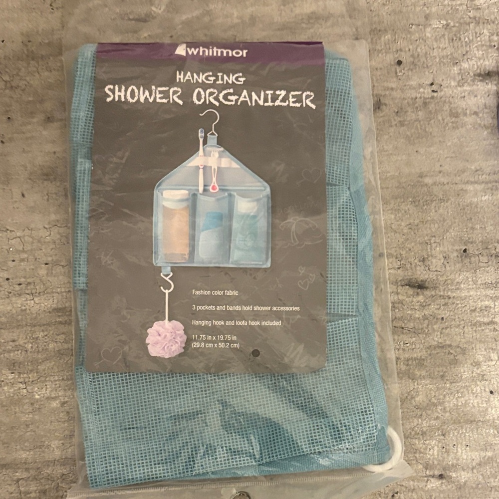 New Whitmore Light Blue Shower Organizer with Pockets